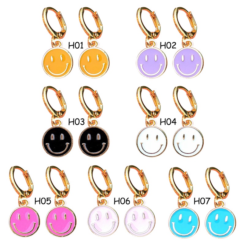 Lost Lady Fashion Korean Smiling Face Dangle Earrings Cute Coin Round Earrings For Women Party Jewelry Gift Accessories