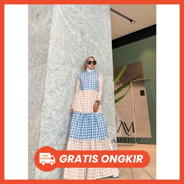 VIOLLA DRESS Muslim Muslimah, GAMIS KATUN KOTAK, AMBIGU By IRWINOV  Busui Nyaman