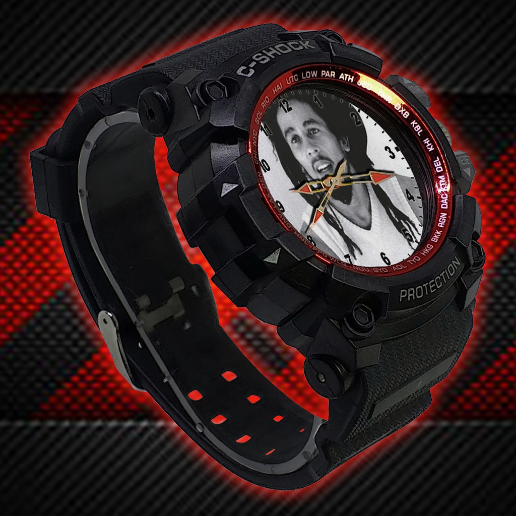 (ISTIMEWA BOSSQUE) JAM TANGAN BOB MARLEY LIST MERAH - EXCLUSIVE 2