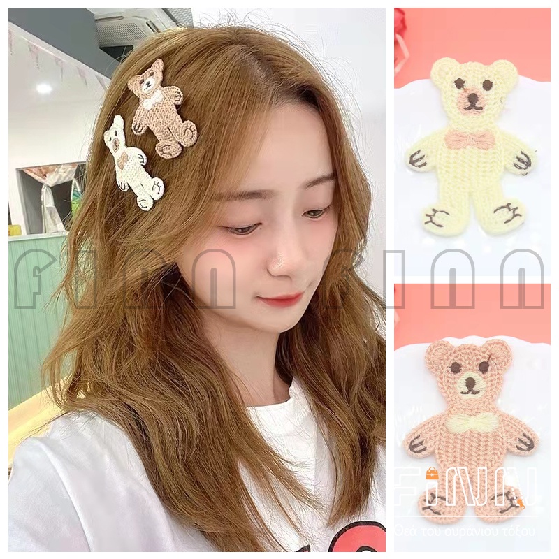 Jepit Rambut Rajut Beruang Untuk Wanita Lucu Kekinian Korean Fashion Hairpin Import