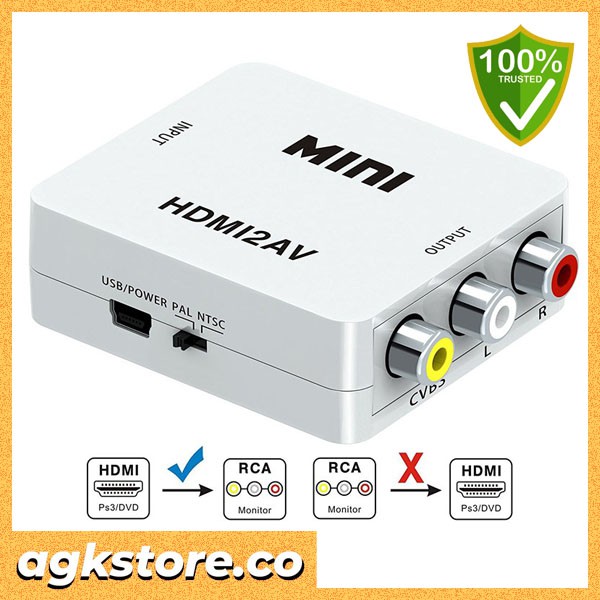 MINI HDMI2AV VIDEO CONVERTER ADAPTER HDMI TO AV/RCA L/R CVBS HD 1080P
