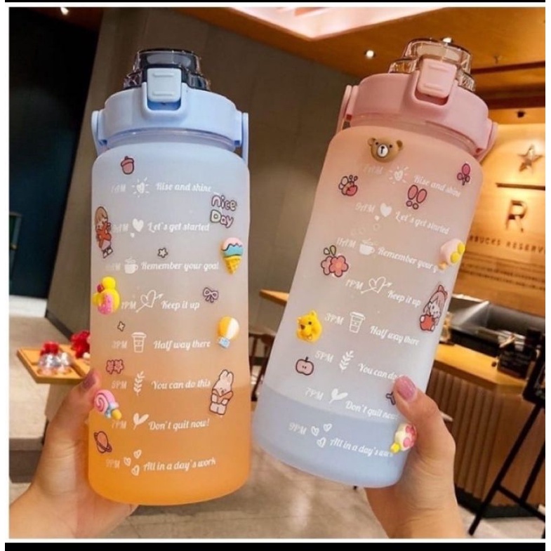 *BOTOL VIRAL 2LITER + STIKER ORI*Botol Minum Kekinian 2 Liter Botol Minum Viral Botol Pelangi Motiva