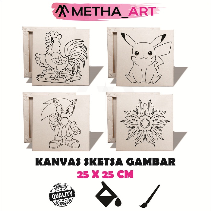 Kanvas Lukis 25x25 cm Sketsa Gambar - Kanvas Lukis Mewarnai