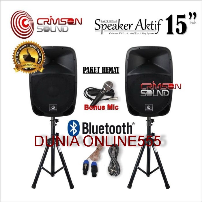Paket Komplit Speaker Aktif Crimson 15 Inch Bluetooth Type Soul
