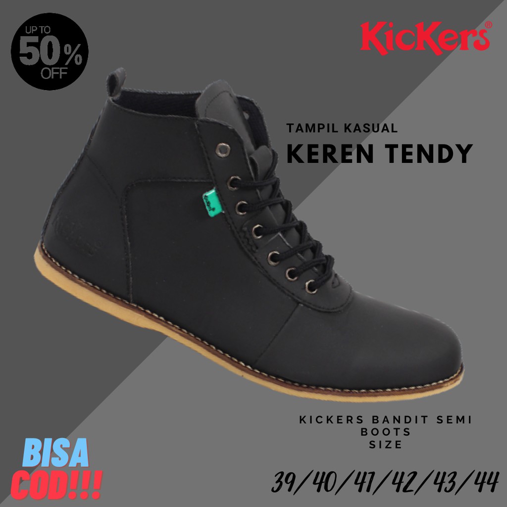 COD!!! Sepatu Sneakers Pria Kickers Bandit Hitam Murah Keren Berkualitas Handmade