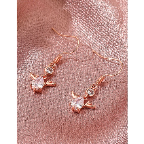 LRC Anting Gantung Color Color Christmas Crystal Fawn Earrings Q10559