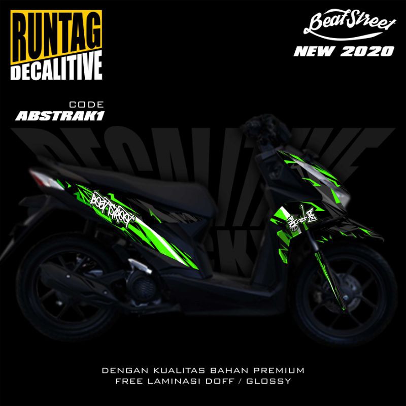 stiker decal striping motor new beat street 2020 hijau abstrak