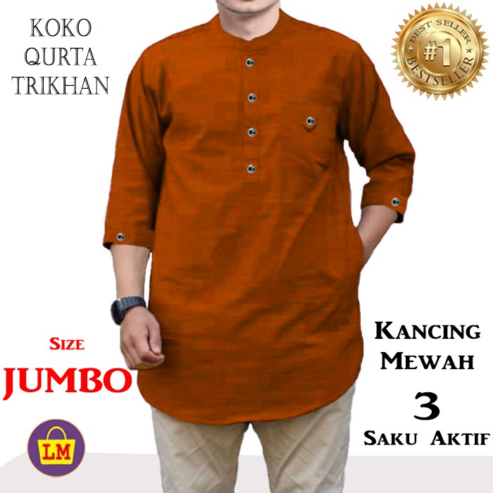 TERMURAH TERBARU Kemeja Muslim JUMBO Koko QURTA TRIKHAN Pria Ukuran M XL XXXL LMS 10758 10762 10766