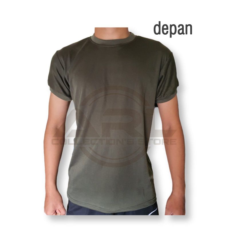 kaos polos pendek hijau army/kaos daleman pdu tni/kaos t-shirt kerah pendek polos