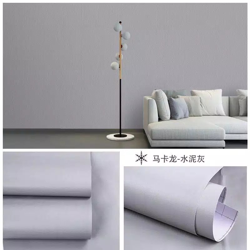 ( BELI 4 GRATIS 2 Promo Spesial )Terlaris Wallpaper Sticker Murah Wallpaper Dinding Ruang Tamu Motif Polos Abu Tua | Hitam | Navy Pastel Bunga Batik Salur Batu Bata 3D Segitiga Daun Ungu Biru Hijau Kuning Merah Coklat Cream Putih-Light Grey