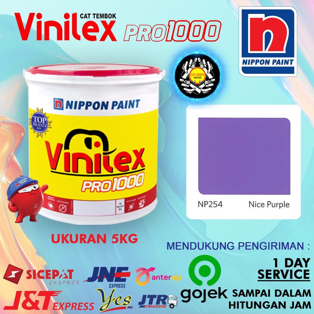 CAT AIR TEMBOK DINDING VINILEX 5 KG WARNA NP 254 NICE PURPLE UNGU VIOLET TUA NP254 5KG INTERIOR EXTE
