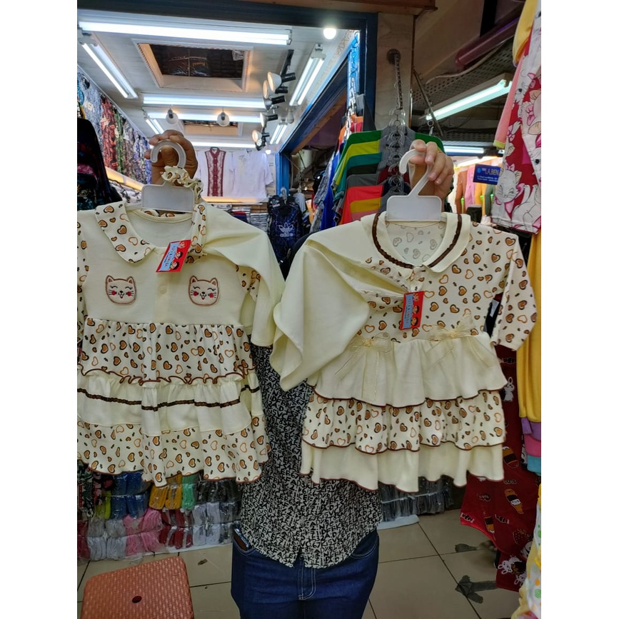 BABY GAMIS SET HIJAB BAHAN KAOS ADEM/GAMIS KARAKTER ANAK