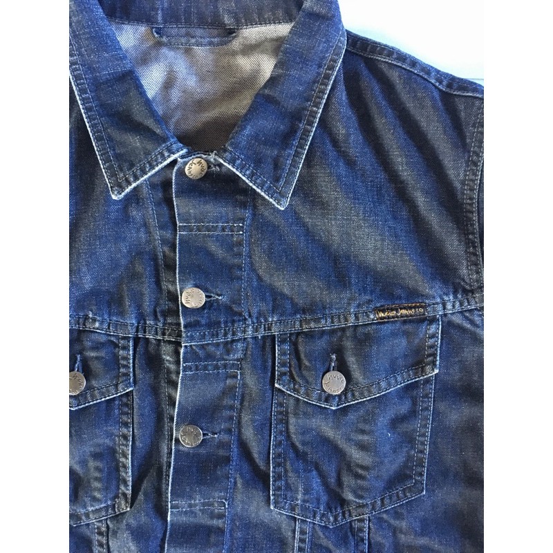 Nudie Terry Coated Denim Jacket Jaket Trucker Jeans Italy non Selvedge Selvage Raw Dry