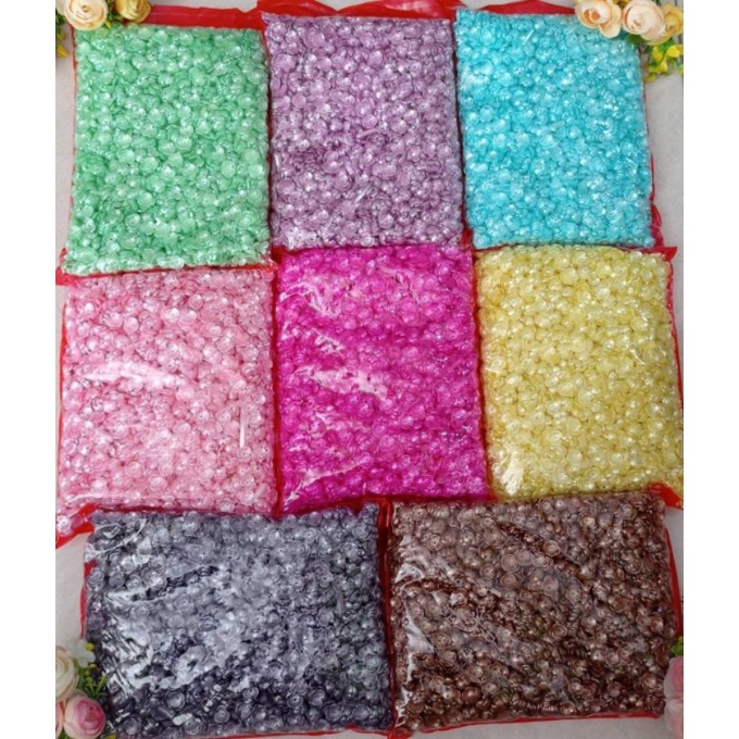 1 pon bunga kelopak  3 pearl warna kelopak bw manik kelopak bunga white pearl per pon