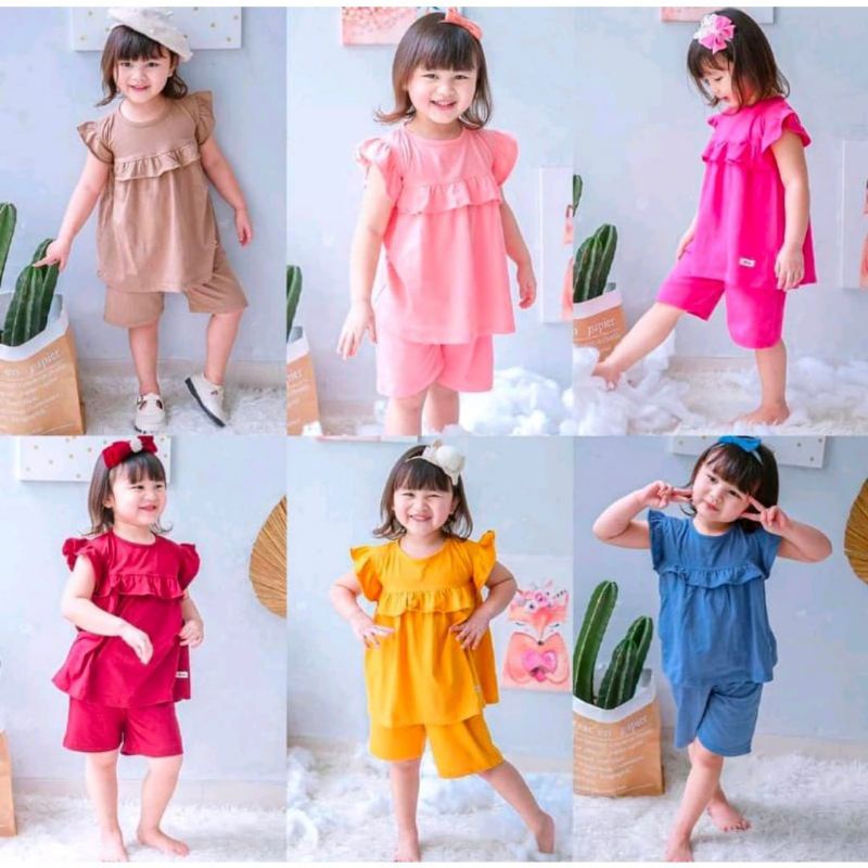 Lover.Fashion,Setelan Playful Kaos Anak Pompom Smilee 1-3 Tahun