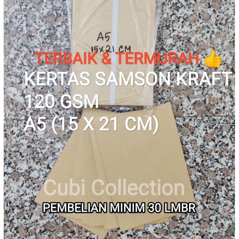 

KERTAS SAMSON KRAFT 120 GSM COKLAT A5 / 15X21 CM TERMURAH!!