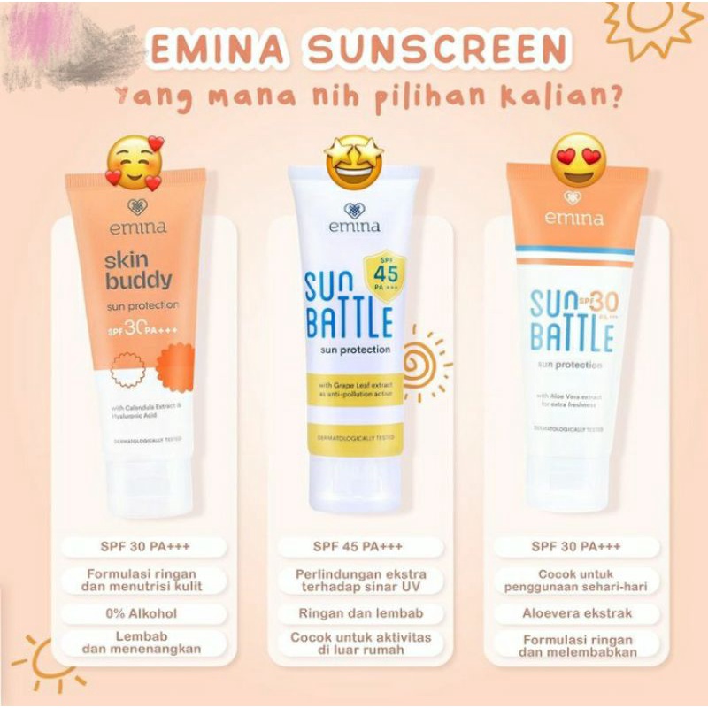 Jual Emina Sunscreen Series 100% Original l Emina Sun Buttle SPF 45 l ...