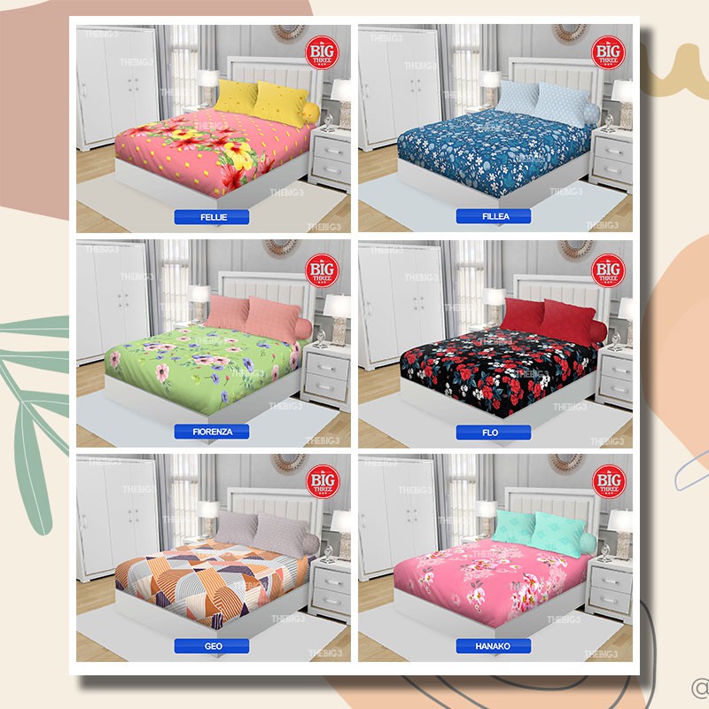 Sprei CALIFORNIA 180x200 4 bantal motif Green Saphire Cloud Berilo Puspha Floren - 180 King SP B4