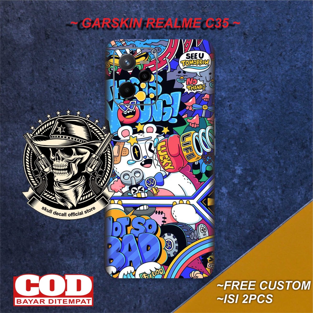 COD GARSKIN HANDPHONE REALME C35 MOTIF STIKER - ISI 2PCS GARSKIN FREE CUSTOM