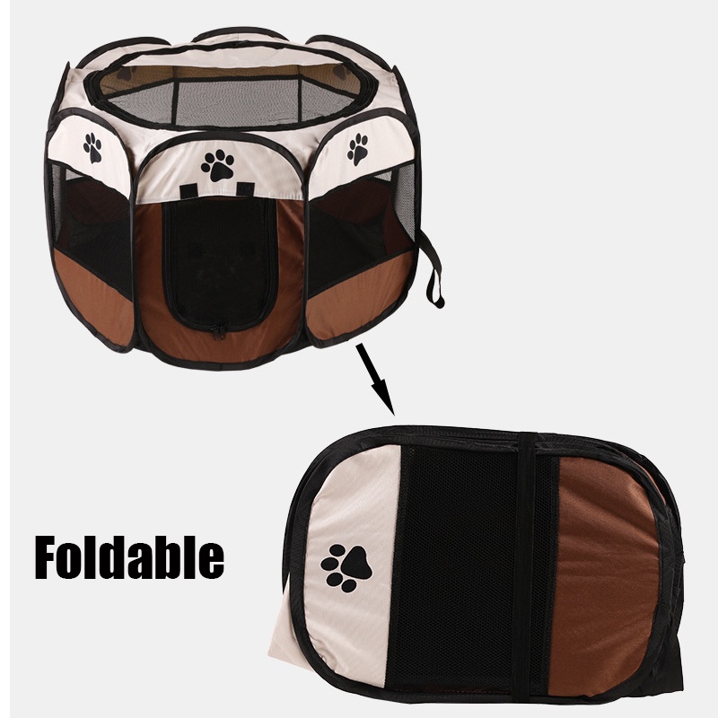 【Barang Tersedia】Kandang Hewan Lipat Bahan Kain Portabel Dengan 8 Panel-7