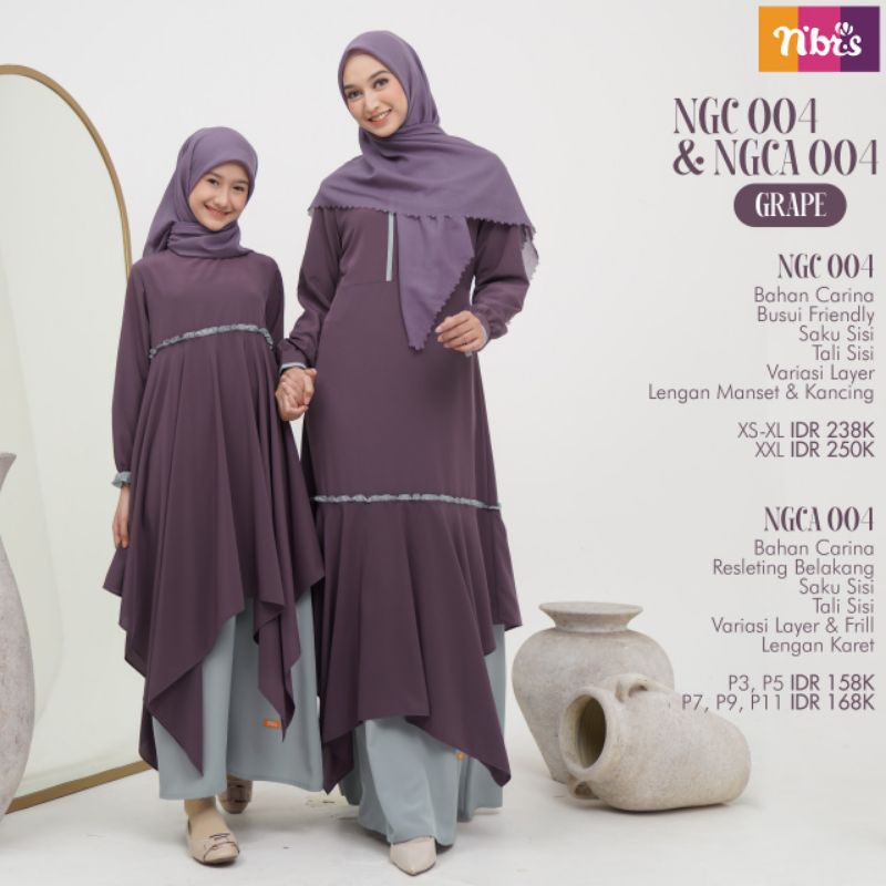 NGC 04, NGCA 04 Nibras, Gamis Nibras Couple Anak Perempuan, Gamis Couple Ibu dan Anak