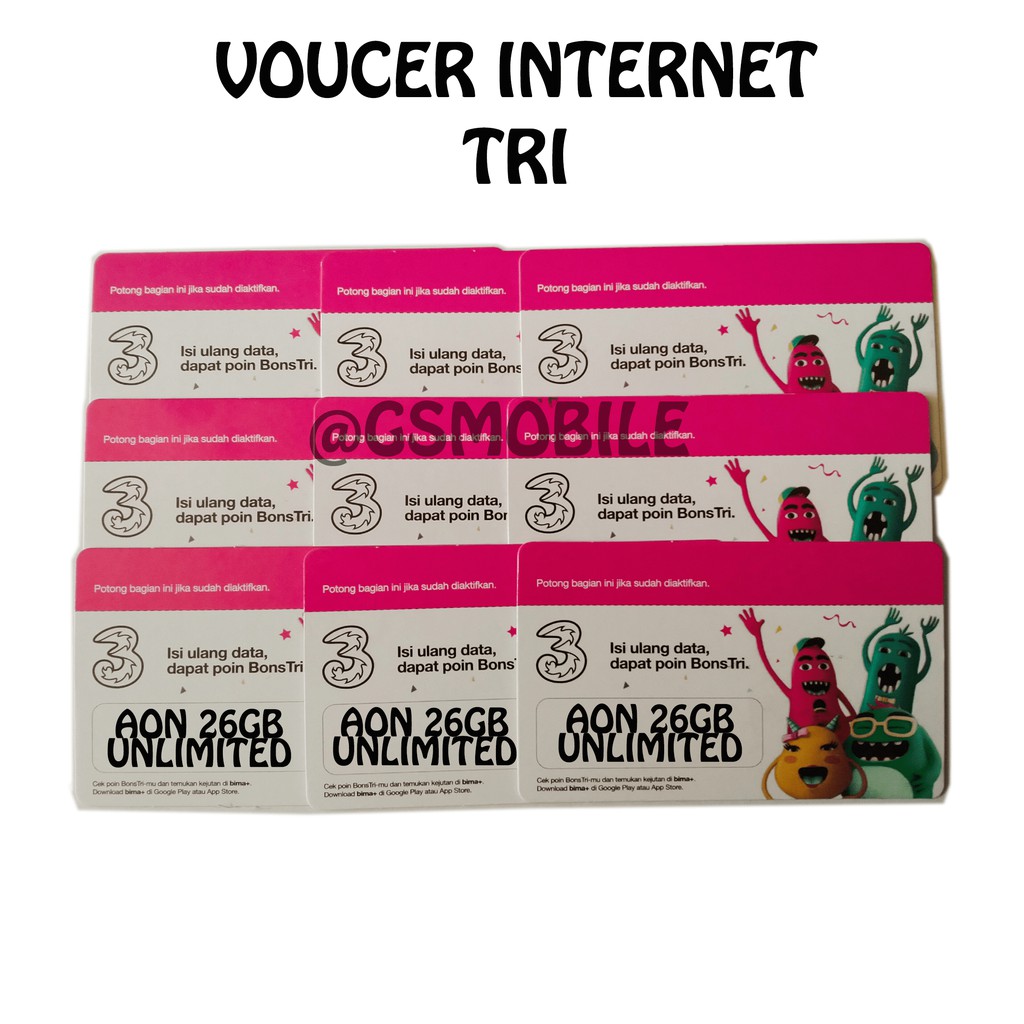 Voucer Internet Tri AON 26GB Unlimited