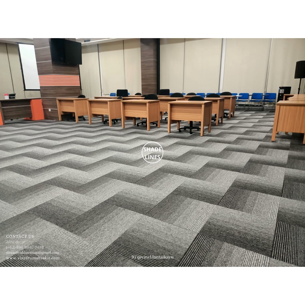 Karpet Tile Shade Lines Motif Tebal 5mm - Karpet Tile Kantor Murah