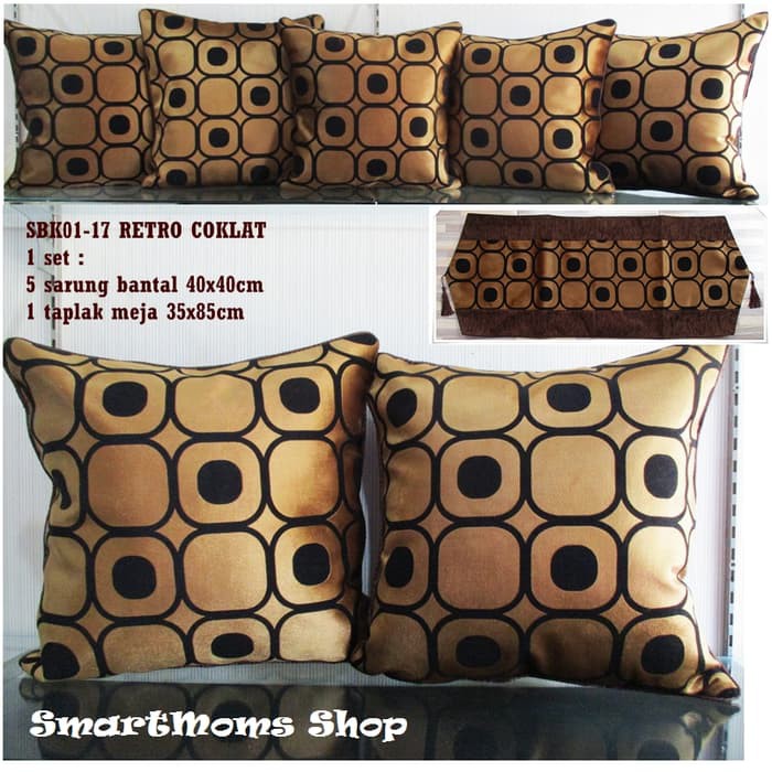 Promo SARUNG BANTAL SOFA MINIMALIS   KURSI   SBK SET RETRO COKLAT HITAM Murah