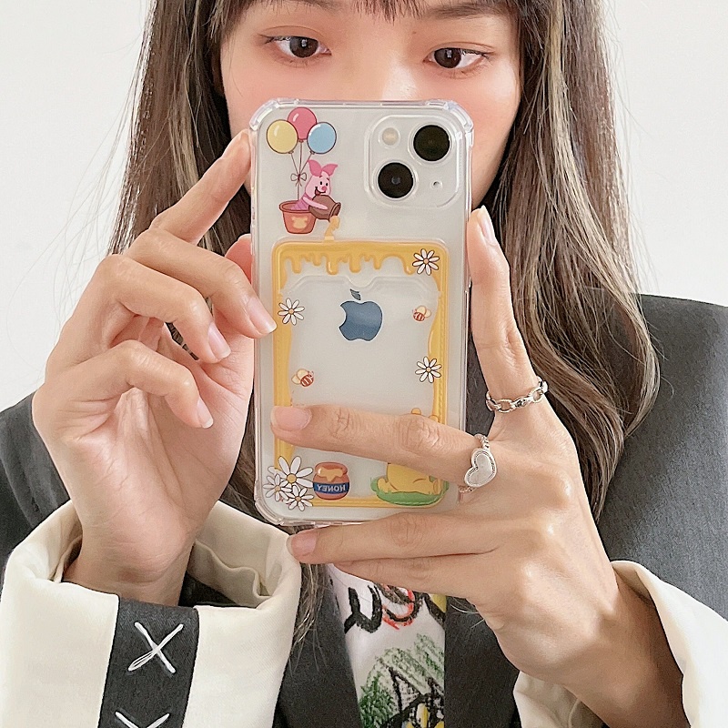 Soft Case Transparan Desain Winnie the Pooh Untuk iPhone 12 13 Pro Max 11 X XR XSMAX