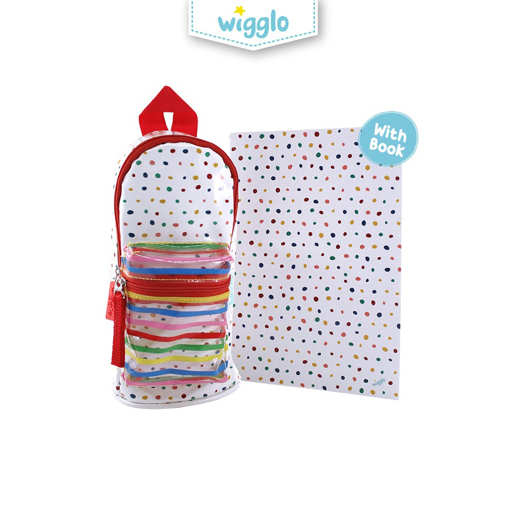 

Wigglo Pencil Case Mini Backpack With Book Polkadot