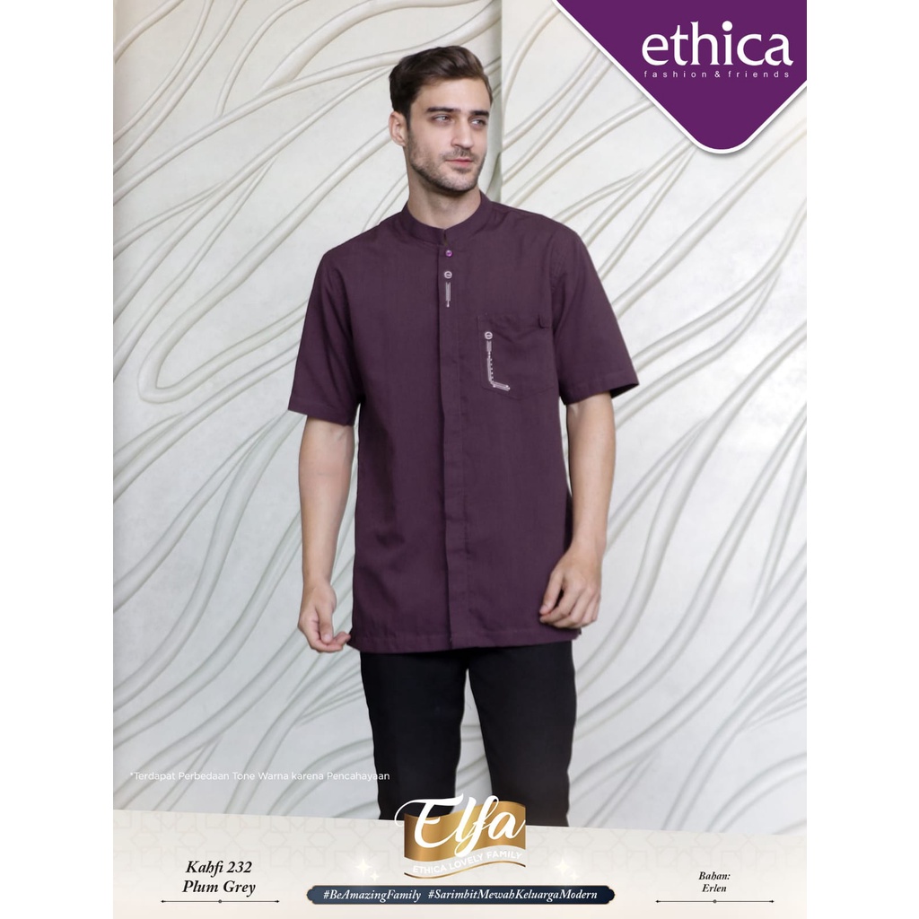 kahfi 232 Plum Grey koko ayah  lengan pendek Ori ETHICA