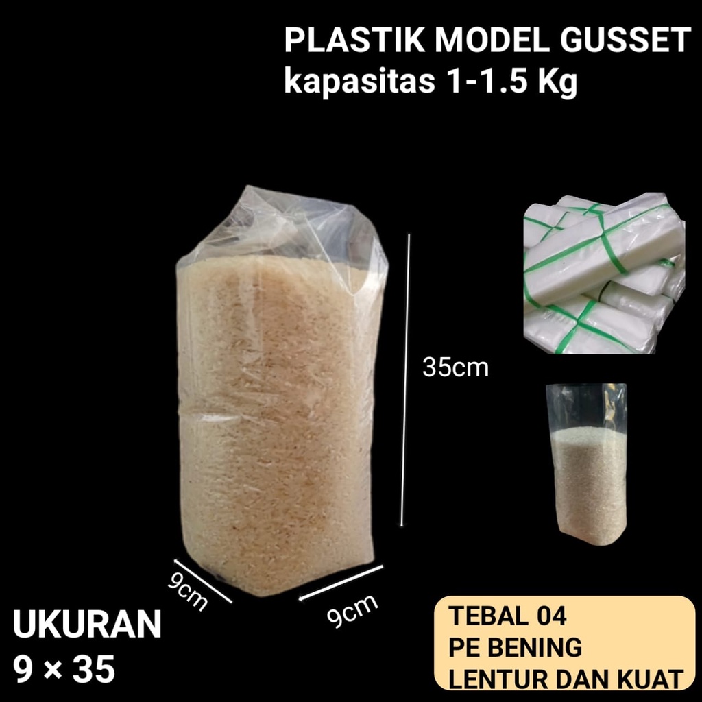 PLASTIK GUSSET 1KG /PLASTIK GULA BERAS JAMUR FLATBOTTOM