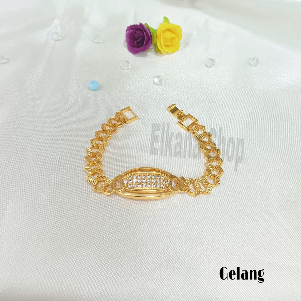 SET GELANG RANTAI OVAL LONJONG ZIRCON TERMANIS RANTAI SUPER BERKELAS PERHIASAN ANTI KARAT&amp;ANTI LUNTUR