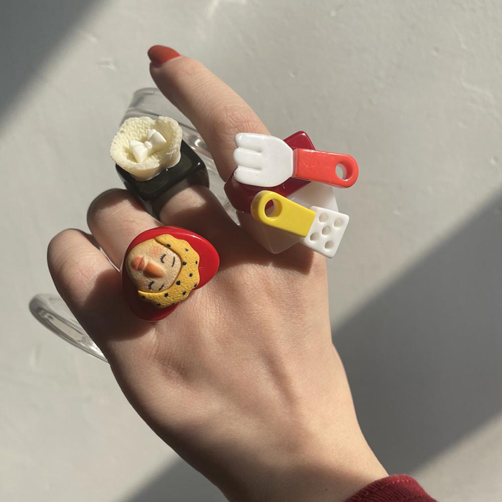 Nickolas1 Cincin Jari Keren Retro Hati Wanita Tidak Teratur Akrilik Geometris