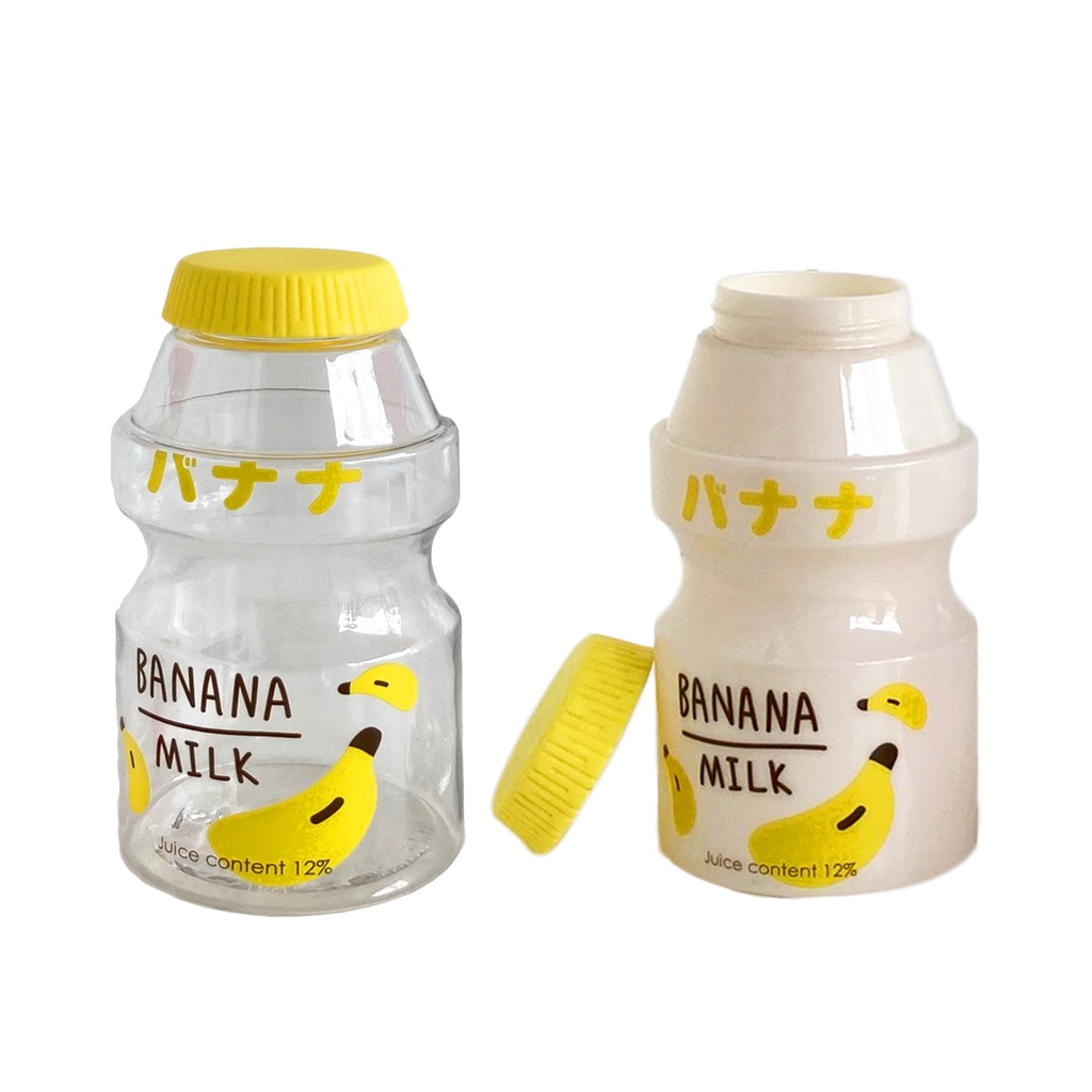 Botol Minum Unik Transparan / Tali dan Non Transparan / Tali Fruity 480ML-Kuning