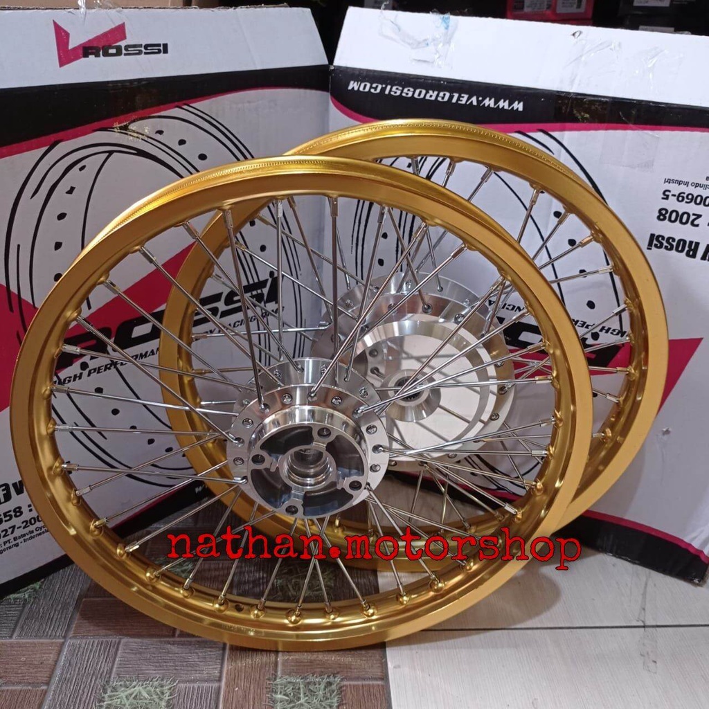 Velg Paketan Beat FI/Beat ESP/Vario 110/Scoppy - Velg Rossi 140X140-17 Sepasang Gold/Chrome - Produk