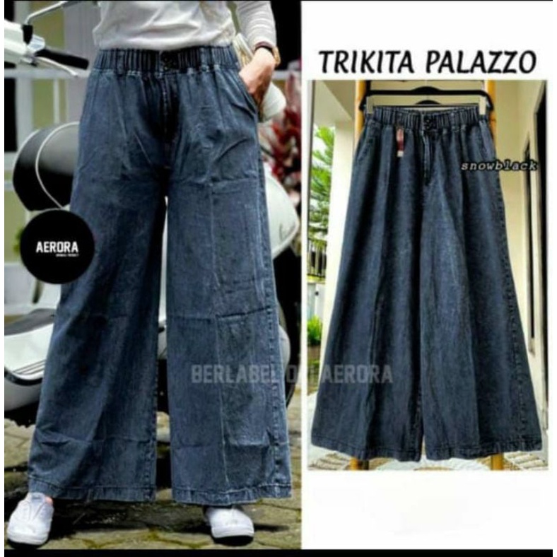 Trikita Celana Kulot Jeans Kancing Depan