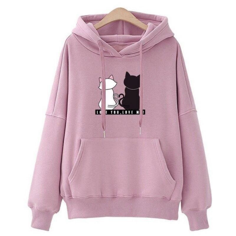 sweater jaket hoodie wanita perempuan kucing