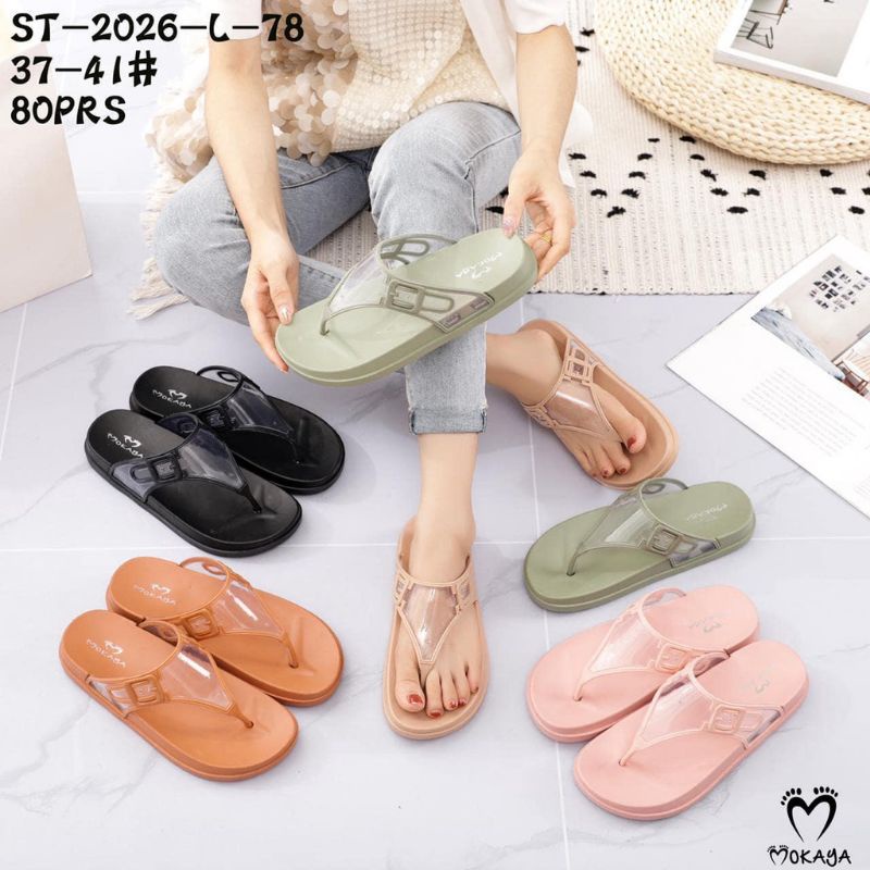 SANDAL JEPIT KARET JELLY MOKAYA 2026 TALI BENING MOTIF GESPER (37-41)