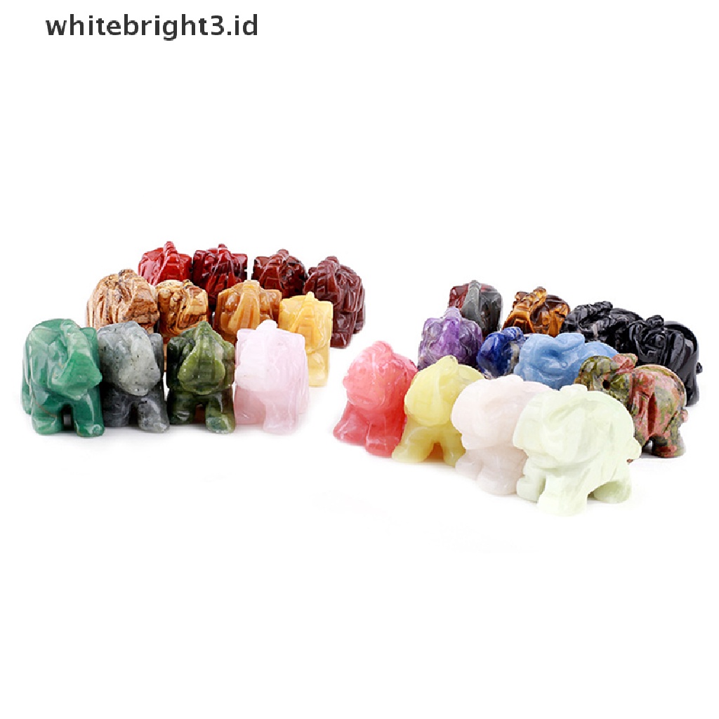 (whitebright3.id) Patung Gajah Bahan Kristal Amethyst Quartz Rose jasper