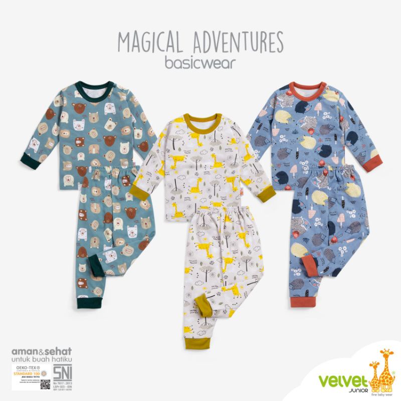 3 PASANG SETELAN VELVET JUNIOR KANCING BAHU LENGAN PANJANG MOTIF TERBARU STARRY NIGHT UK NB S M L