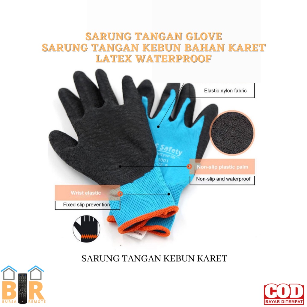 Sarung Tangan Kebun Glove Bahan Karet Latex Waterproof