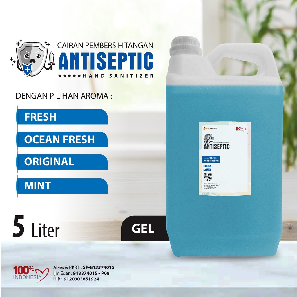 Hand Sanitizer Gel Antiseptic Variasi Aroma Segar  / Varian Aroma Buah  5 LITER Jerigen