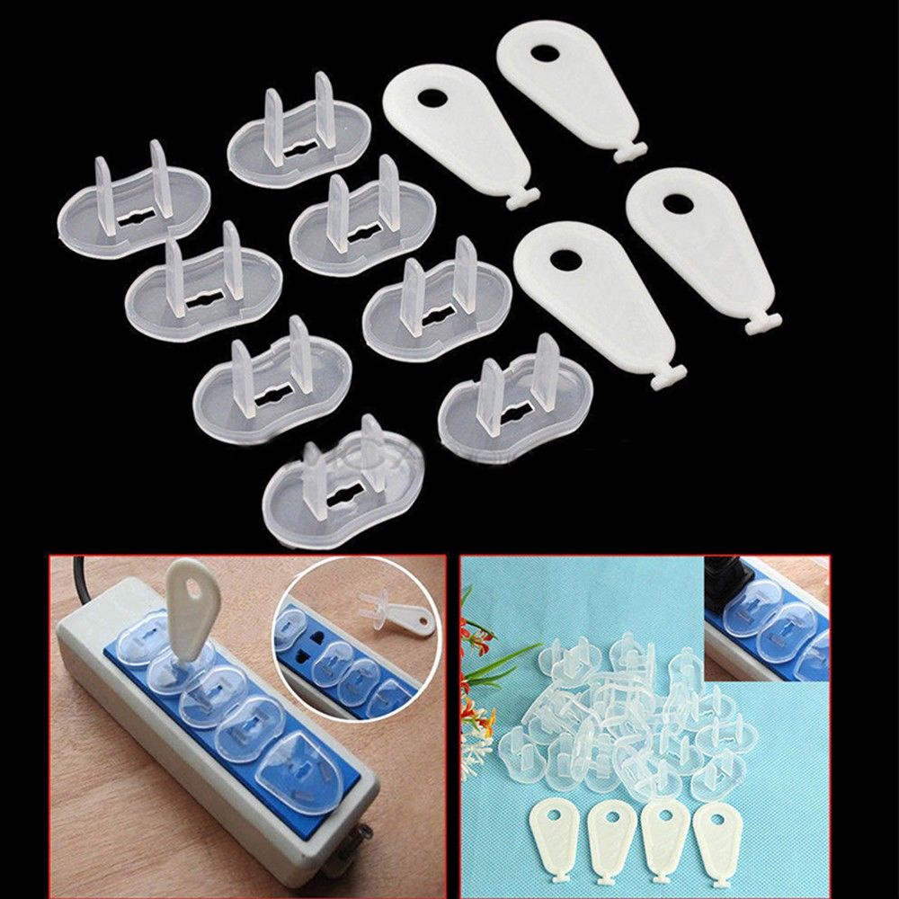 7pcs / set Cover Pelindung Socket Power Plug 2 Lubang Bahan PP Anti Listrik Untuk Keamanan Bayi / Dewasa