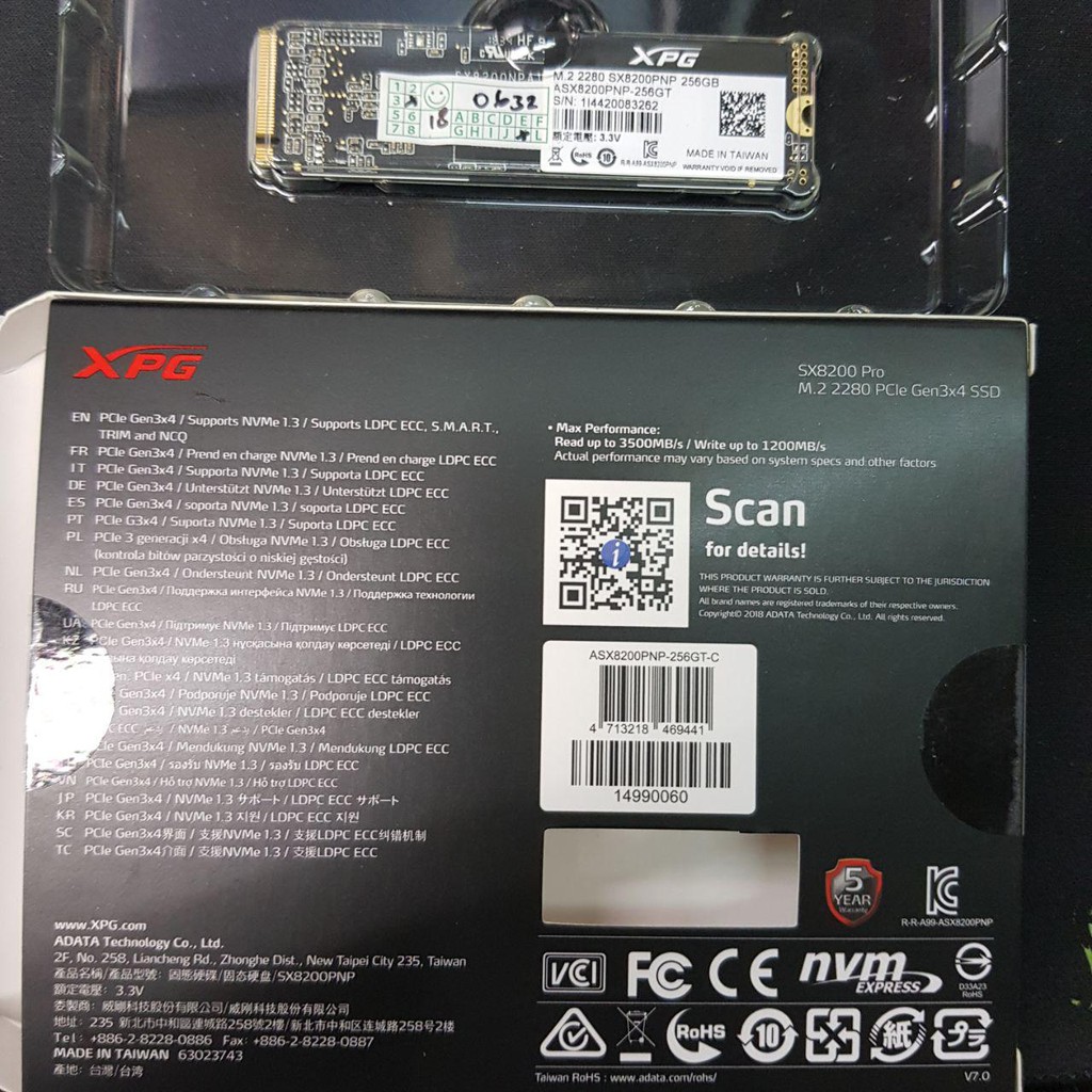 SSD Adata SX8200 Pro 256Gb / SSD Adata M2 2280 NVME 256GB