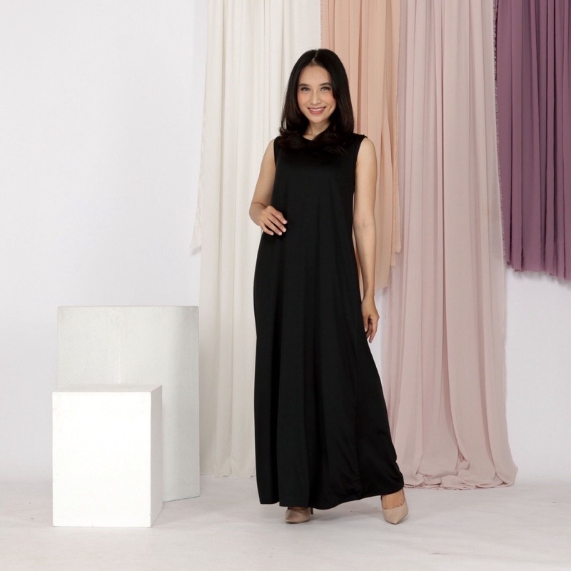 Inner Gamis Busui / Dalaman Gamis Hitam Polos Bahan Jersey