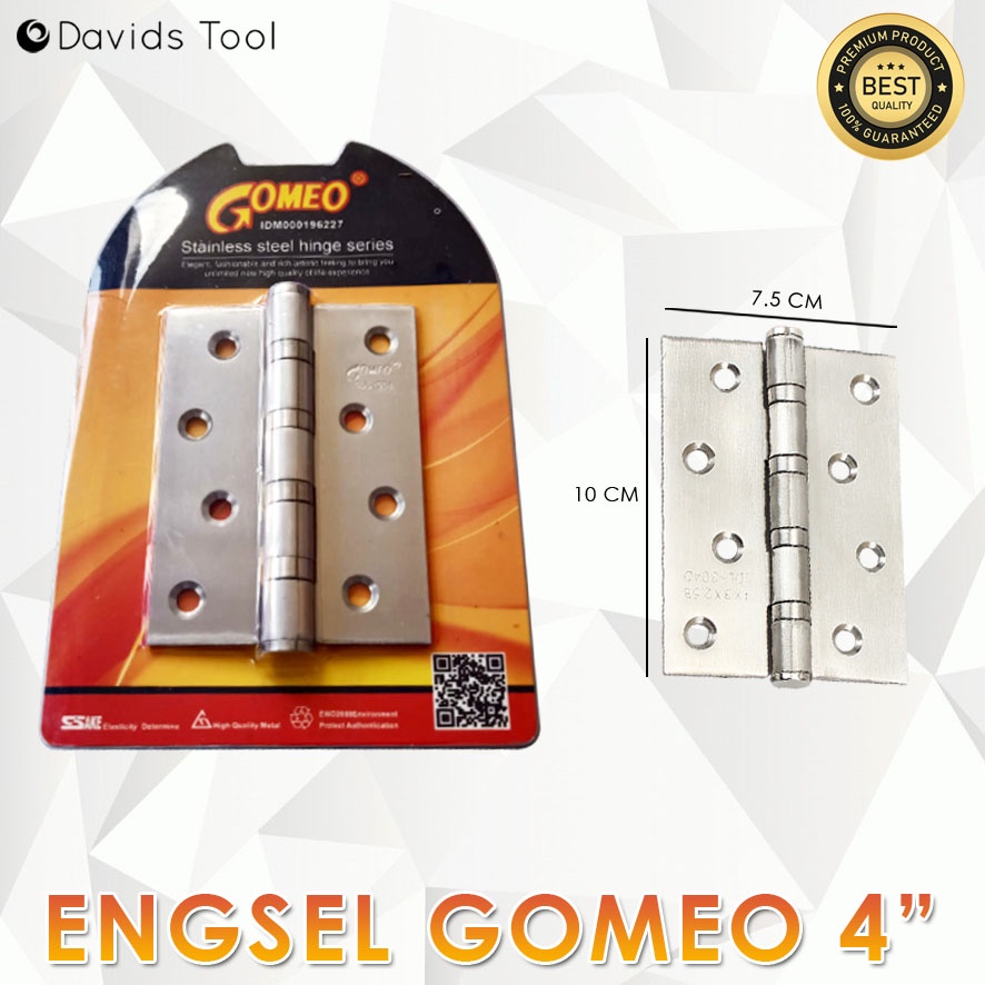 Gomeo Engsel Pintu Jendela Rumah Tebal Kamar Mandi Kayu Esel Ensel Stainless Stenlis 4 Inch Blister