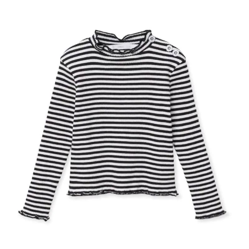 G242535 JANIE AND JACK ORIGINAL RIBBED TURTLENECK Baju kaos anak perempuan lengan panjang garis hita