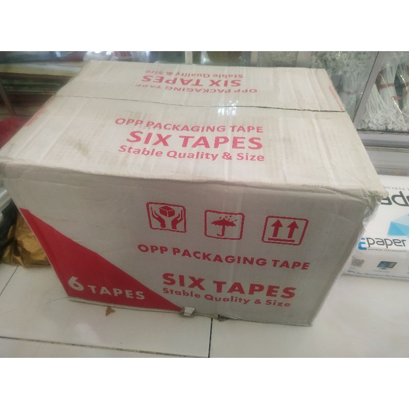 

Six Tapes Lakban bening solasi 44 MM x 80 M 1 dus 72roll