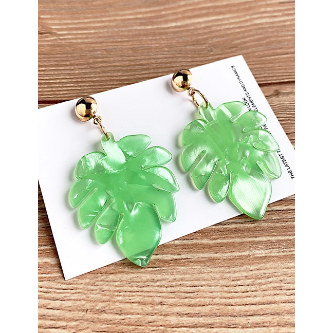 LRC Anting Tusuk Fashion Alloy Resin Leaf Earrings F6182X